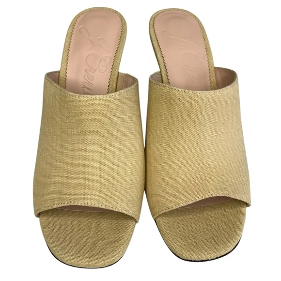 NWT J. Crew Light Khaki Linen Slide Wedge Size 7.5M - Picture 2 of 10